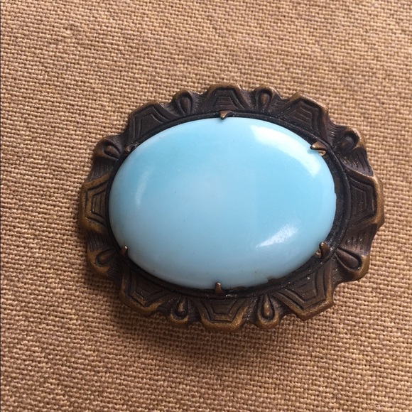 Vintage Baby Blue Stone Brooch - Picture 1 of 4